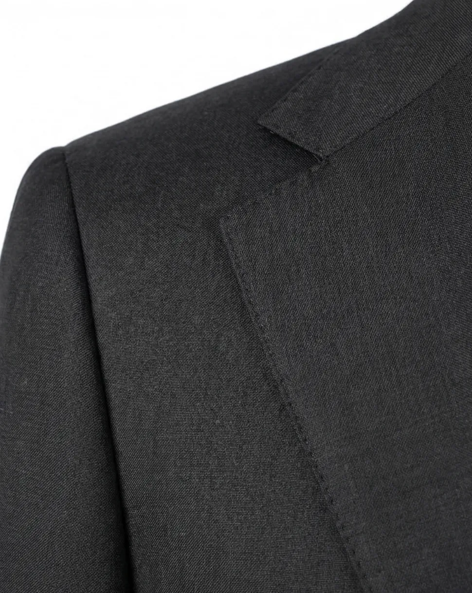 Tovaglia Solid Black Classic Fit Notch Lapel Wool Cashmere 2-Button Suit