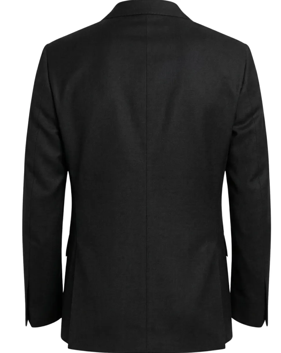 Tovaglia Solid Black Classic Fit Notch Lapel Wool Cashmere 2-Button Suit