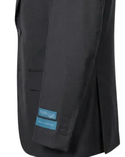 Tovaglia Solid Black Classic Fit Notch Lapel Wool Cashmere 2-Button Suit