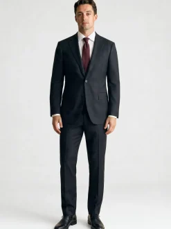Tovaglia Solid Black Slim Fit Notch Lapel Wool Cashmere 2-Button Suit