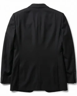 Tovaglia Solid Black Slim Fit Notch Lapel Wool Cashmere 2-Button Suit