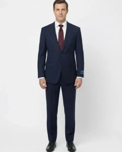 Tovaglia Solid Navy Classic Fit Notch Lapel Wool Cashmere 2-Button Suit