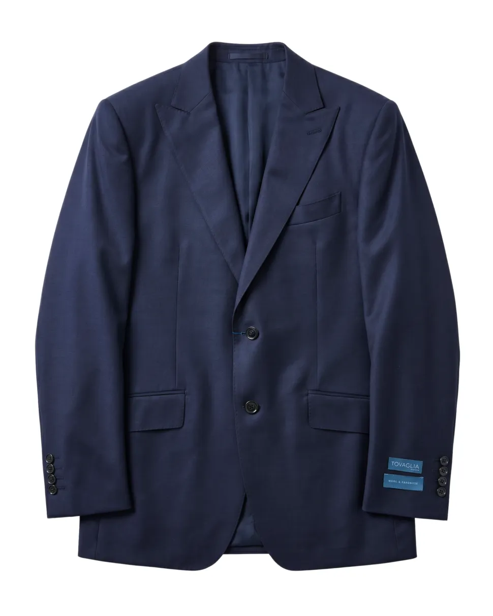 Tovaglia Solid Navy Classic Fit Peak Lapel Wool Cashmere 2-Button Suit