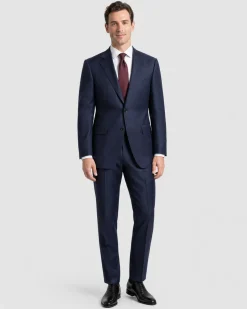 Tovaglia Solid Navy Classic Fit Peak Lapel Wool Cashmere 2-Button Suit