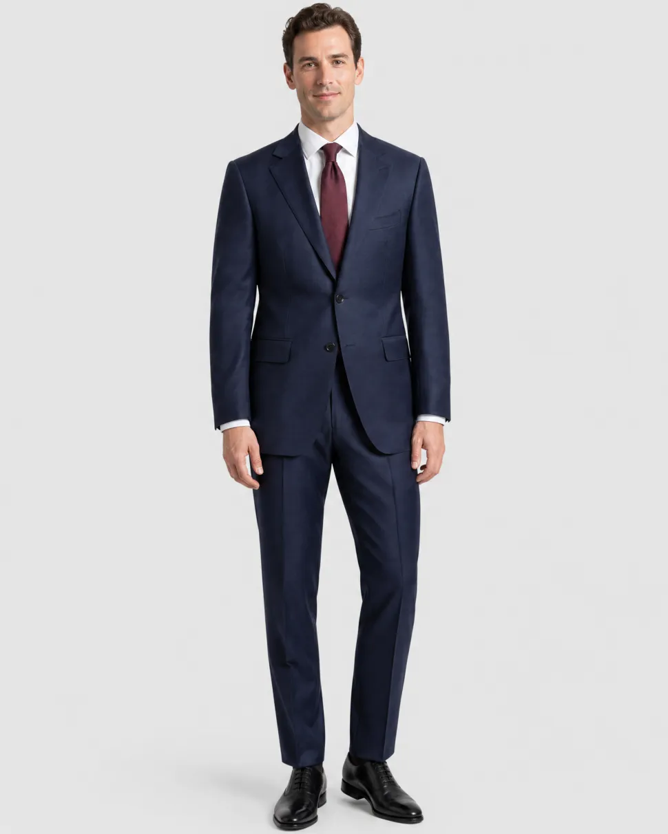 Tovaglia Solid Navy Classic Fit Peak Lapel Wool Cashmere 2-Button Suit