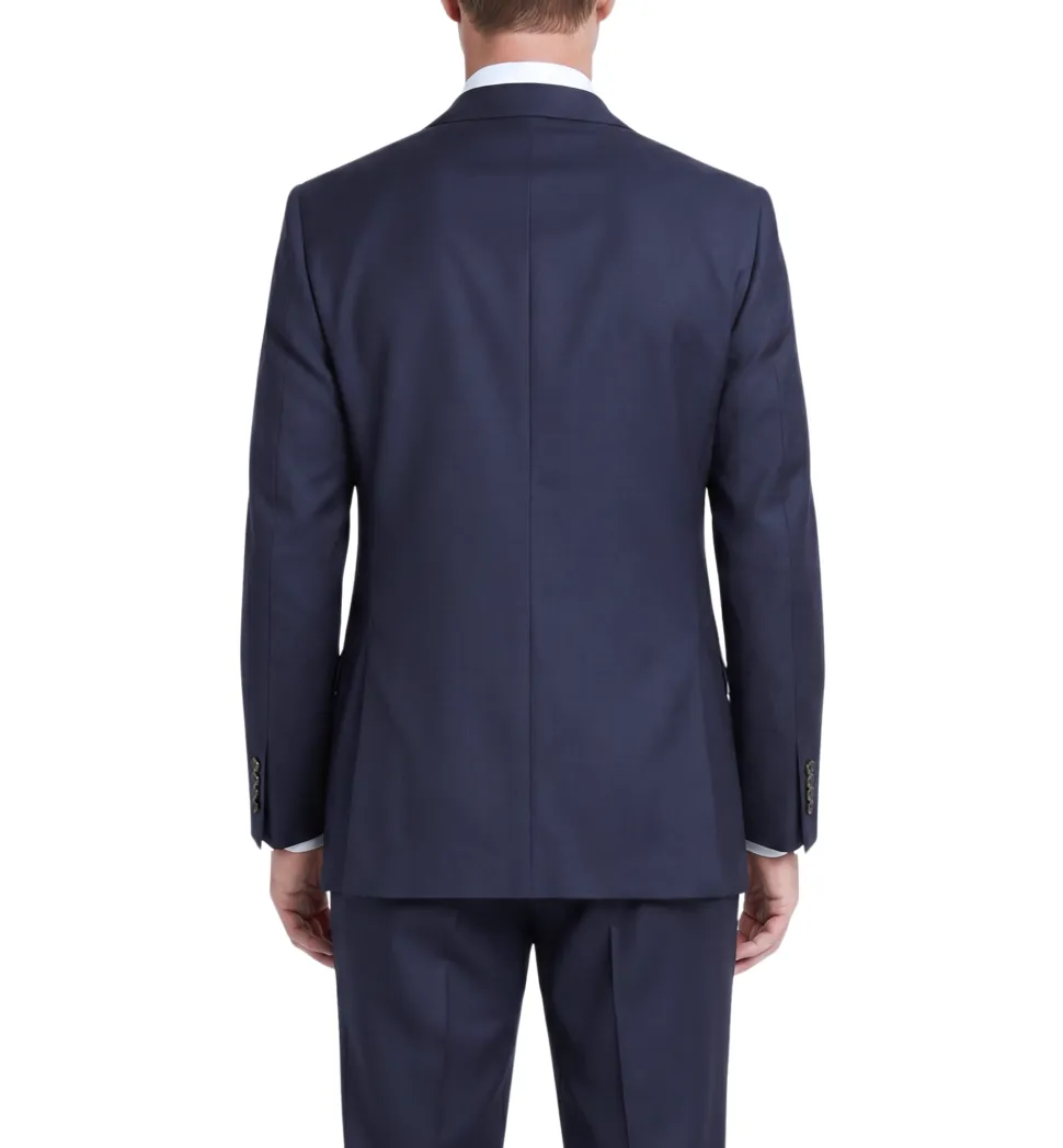 Tovaglia Solid Navy Classic Fit Peak Lapel Wool Cashmere 2-Button Suit