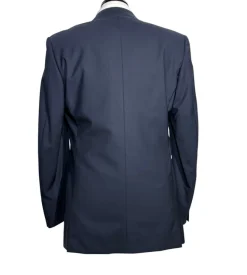 Versace Classic Mens Solid Dark Blue Notch Lapel Classic Fit 3-Button Wool Suit - 38L