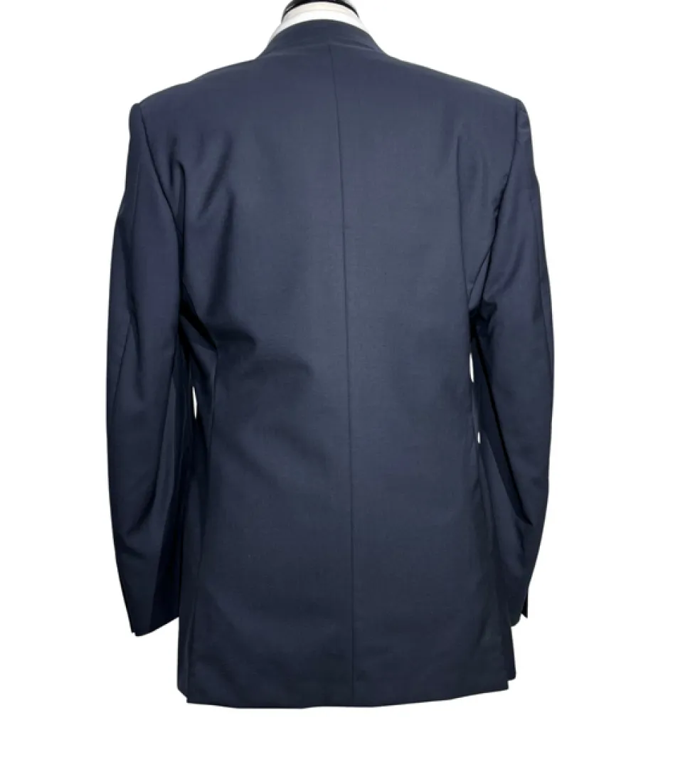 Versace Classic Mens Solid Dark Blue Notch Lapel Classic Fit 3-Button Wool Suit - 38L