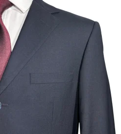 Versace Classic Mens Solid Dark Blue Notch Lapel Classic Fit 3-Button Wool Suit - 38L