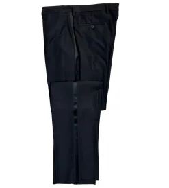 Versace Collection Mens Black Textured Satin Peak Lapel Classic Fit Stretch 2-Button Wool Blend Tuxedo - 44L