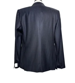 Versace Collection Mens Charcoal Pinstripe Notch Lapel Classic Fit 2-Button Wool Suit - 44L