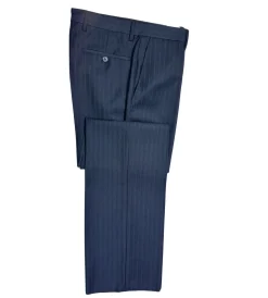 Versace Collection Mens Navy Pinstripe Notch Lapel Classic Fit 2-Button Wool Blend Suit - 38R