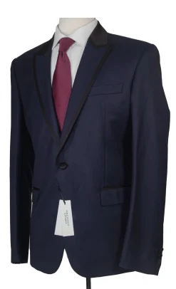 Versace Collection Mens Solid Navy Peak Lapel Classic Fit 1-Button Wool Tuxedo - 38R
