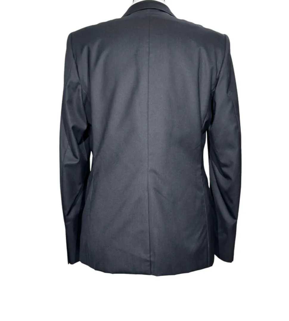 Versace Collection Mens Solid Black Peak Lapel Slim Fit 2-Button Wool Suit - 42R