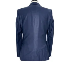 Versace Collection Mens Solid Navy Notch Lapel Classic Fit 2-Button Wool Silk Suit - 40R