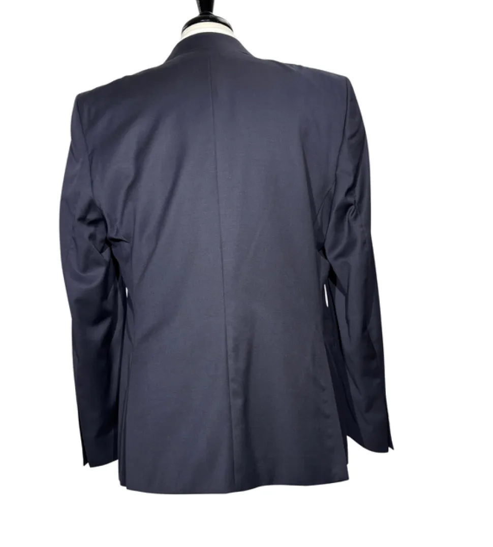Versace Collection Mens Solid Dark Blue Notch Lapel Classic Fit 2-Button Wool Suit - 44L