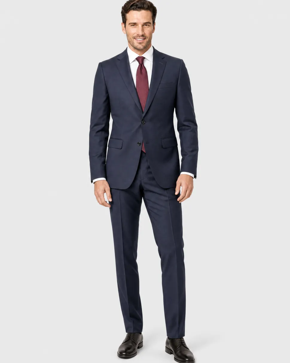 Versace Collection Mens Solid Dark Blue Notch Lapel Classic Fit 2-Button Wool Suit - 44L