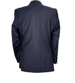 Versace Collection Mens Solid Navy Notch Lapel Classic Fit 2-Button Wool Silk Suit - 40L