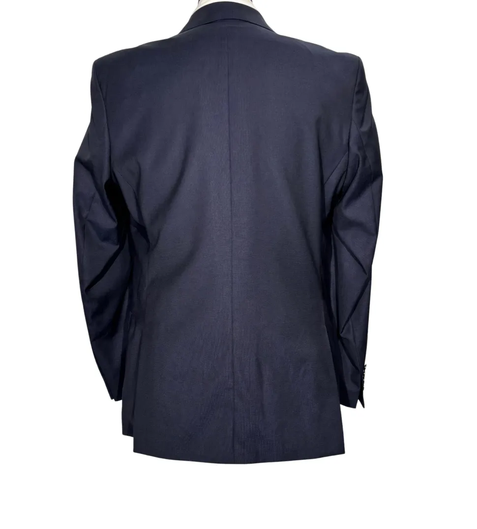 Versace Collection Mens Solid Navy Notch Lapel Classic Fit 2-Button Wool Silk Suit - 40L