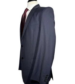 Versace Collection Mens Solid Navy Notch Lapel Classic Fit 2-Button Wool Silk Suit - 40L