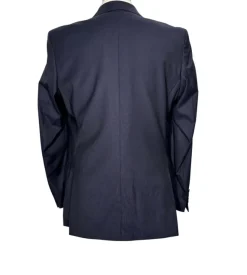 Versace Collection Mens Solid Navy Notch Lapel Classic Fit 2-Button Wool Silk Suit - 40L
