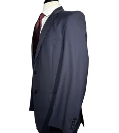 Versace Collection Mens Solid Navy Notch Lapel Classic Fit 2-Button Wool Silk Suit - 40L