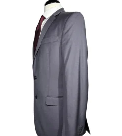 Versace Collection Mens Solid Charcoal Notch Lapel Classic Fit 2-Button Wool Suit - 40L