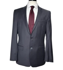 Versace Collection Mens Solid Charcoal Notch Lapel Classic Fit 2-Button Wool Suit - 40L