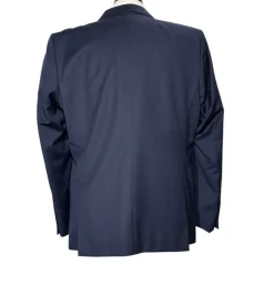 Versace Collection Mens Solid Dark Blue Notch Lapel Classic Fit 2-Button Wool Suit - 44L