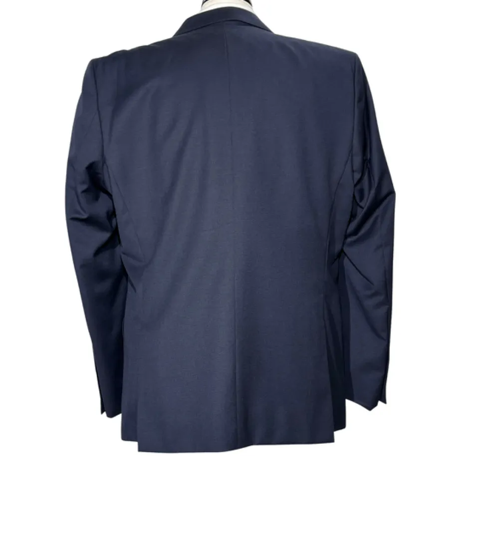 Versace Collection Mens Solid Dark Blue Notch Lapel Classic Fit 2-Button Wool Suit - 44L