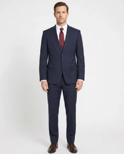 Versace Collection Mens Solid Dark Blue Notch Lapel Classic Fit 2-Button Wool Suit - 44L