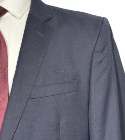 Versace Collection Mens Solid Dark Blue Notch Lapel Classic Fit 2-Button Wool Suit - 44L