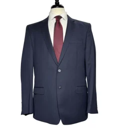 Versace Collection Mens Solid Dark Blue Notch Lapel Classic Fit 2-Button Wool Suit - 44L