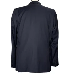 Versace Collection Mens Solid Dark Blue Notch Lapel Classic Fit 2-Button Wool Suit - 44L