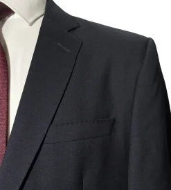 Versace Collection Mens Solid Dark Blue Notch Lapel Classic Fit 2-Button Wool Suit - 44L