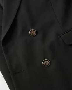 Vitali Solid Black Classic Fit Peak Lapel Double Breasted Suit