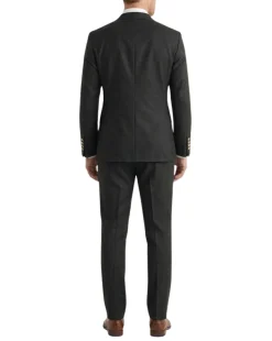 Vitali Solid Black Slim Fit Peak Lapel Double Breasted Suit