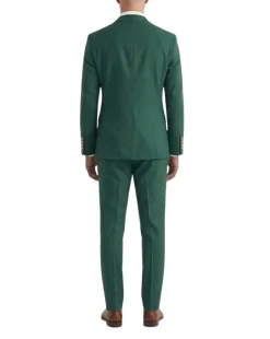 Vitali Solid Hunter Green Slim Fit Peak Lapel Double Breasted Suit