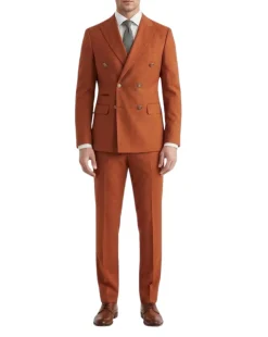 Vitali Solid Rust Classic Fit Peak Lapel Double Breasted Suit