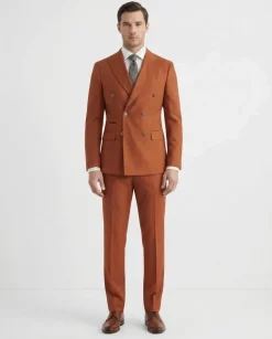 Vitali Solid Rust Classic Fit Peak Lapel Double Breasted Suit