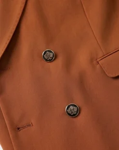 Vitali Solid Rust Slim Fit Peak Lapel Double Breasted Suit