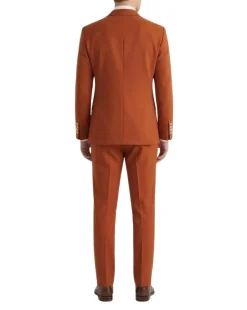 Vitali Solid Rust Slim Fit Peak Lapel Double Breasted Suit