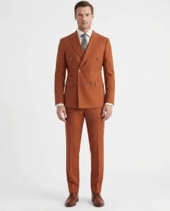 Vitali Solid Rust Slim Fit Peak Lapel Double Breasted Suit