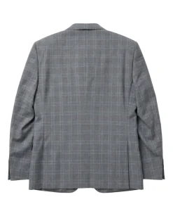West End Gray Plaid Wool Slim Fit Notch Lapel 3 Piece Suit
