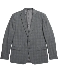 West End Gray Plaid Wool Slim Fit Notch Lapel 3 Piece Suit