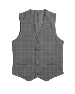 West End Gray Plaid Wool Slim Fit Notch Lapel 3 Piece Suit