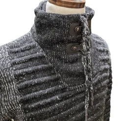 Young Republic Mens Black & White Cotton Blend Funnel Neck Sweater