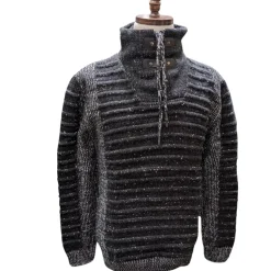 Young Republic Mens Black & White Cotton Blend Funnel Neck Sweater