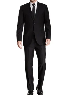 Zanetti Classic Fit Black Tonal Striped Two Button Wool Suit