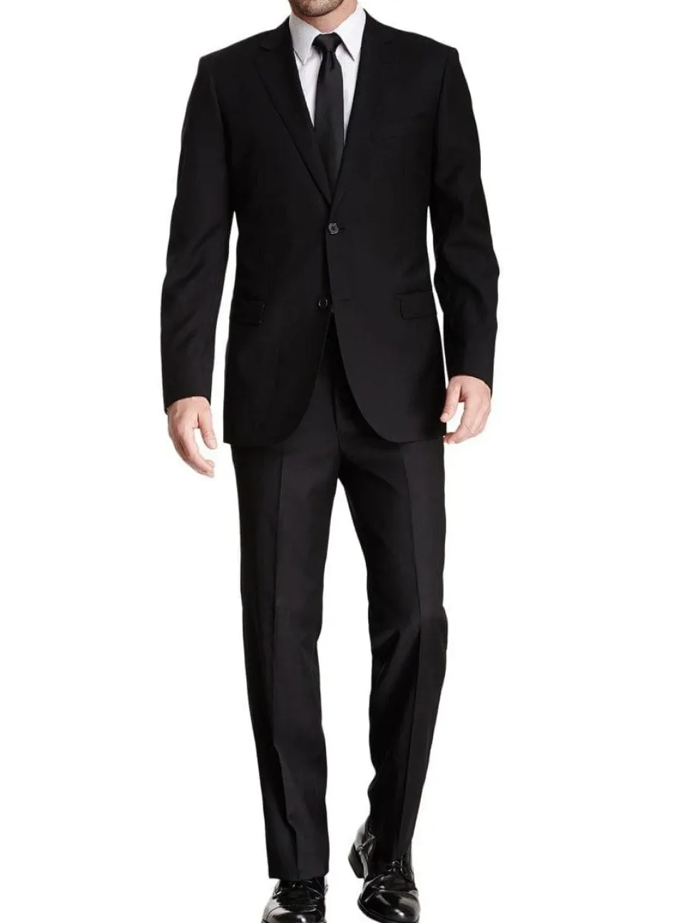 Zanetti Classic Fit Black Tonal Striped Two Button Wool Suit